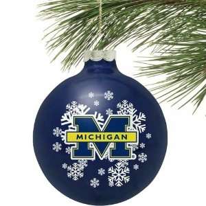  Michigan Wolverines Navy Blue Snowflake Glass Ornament 