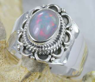 BREATHTAKING 21.55 CT NATURAL FIRE ETHIOPIAN OPAL RING 925 SILVER 8 