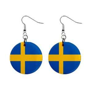 Sweden Flag Button Earrings