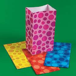 12 Polka Dot Paper Bags Party Supplies Gift Bags Wrap  