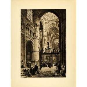 1905 Photogravure Burgos Cathedral Interior Spain Gothic 