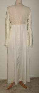 Vtg Ivory Lace & Satin Bell Sleeve Bridal Night Gown L