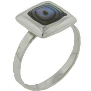  Square Cut Abalone Sterling Silver Rings Pugster Jewelry