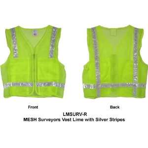  Mesh Surveyors Vest Lime with Silver Stripes   5X Large 