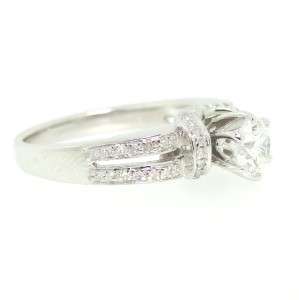 05 ct Real Round Brilliant Cut Diamond Engagement Ring 14k White 