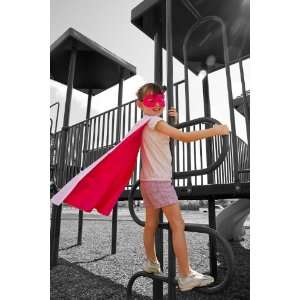   Super Hero Superhero Satin Reversible Cape Pink White Toys & Games