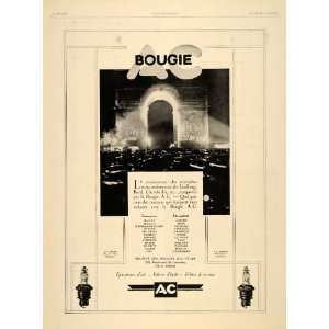  1928 Ad French A C Bougie Spark Plug Arc Triomphe Paris 