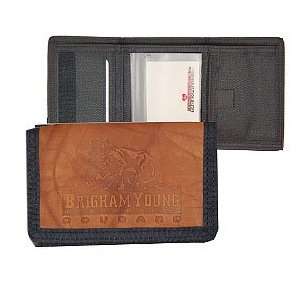 BYU Cougars Leather and Nylon Embossed Trifold Wallet