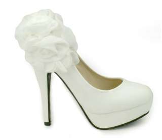 Classic Wedding Fashion High Heel Ankle with Flower White Shoes A619 7 