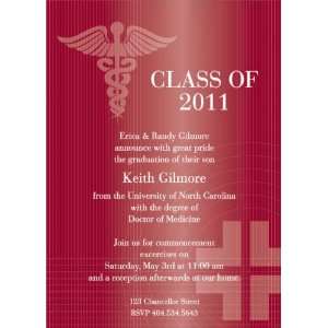  Caduceus   Maroon Graduation Invitations Health 