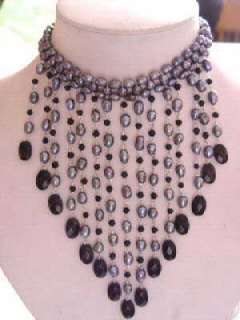 Black Grey Sault Freshwater pearl Gemstone necklace  