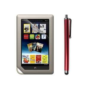  Skque Screen Protector + Red Aluminum Stylus Pen For Nook 