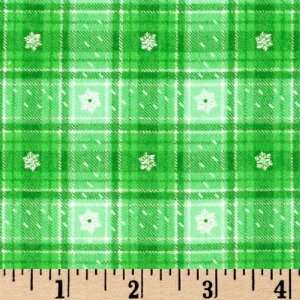   Small Snowflakes Plaid Green Fabric By The Yard Arts, Crafts & Sewing