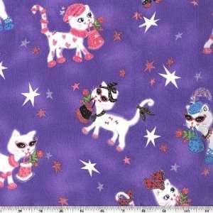  45 Wide Sugar & Spice Fancy Cat Violet Fabric By The 