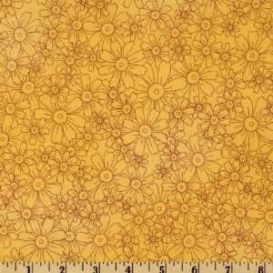  44 Wide The Giving Garden Flower Sketch Marigold Fabric 