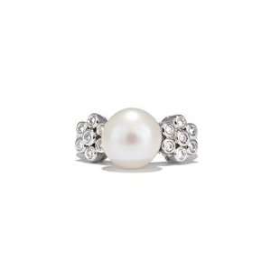  Nicolettes Silver Bezel Set CZ Pearl Ring Jewelry