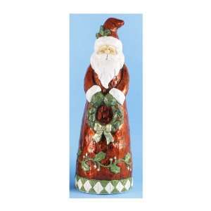  18 Folk Art Santa Holding a Christmas Wreath Table Top 