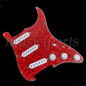 Loaded Strat Pickguard, Red Pearl/ White, Fits Fender  