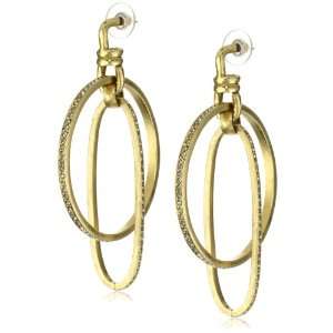  Paige Novick Wyoming Gold Circle in Oval Pave Hoops 