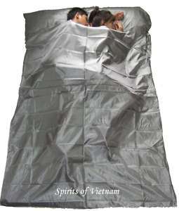 Grey Double Silk Liner Sleeping Bag Couple Travel Sheet  