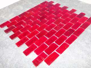 Iridescent Red Brick 12x12 Rustic Glass Tile Mosaic Sheet (1x2 