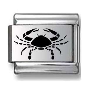  Cancer the Crab Black Zodiac Icon Laser Italian Charm 