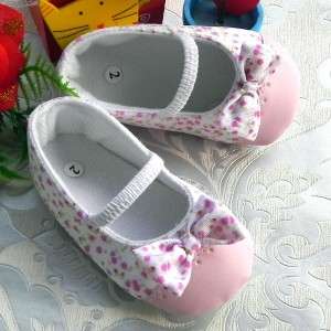 Beauty Cotton Pink Dot with Bow Mary Jane Baby Girls Ballet Shoes US 