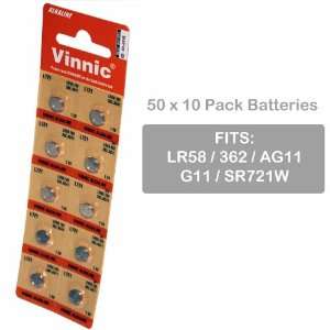  Vinnic AG11 Alkaline Watch Batteries L721 500ct LR58 362 