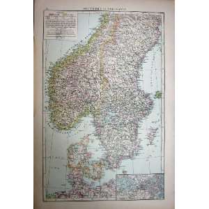 1896 MAP SCANDINAVIA DENMARK STOCKHOLM SWEDEN NORWAY 