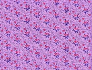 Quilt Quilting Fabric David Calico Floral Lilac Purple Pink Cotton BTY 