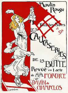 Les Caucaseries Moulin Rouge vintage theatre poster rep  