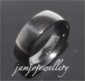 7MM ROUNDED BLACK IP PLATED SOLID TITANIUM BAND RING   BRAND NEW   RRP 