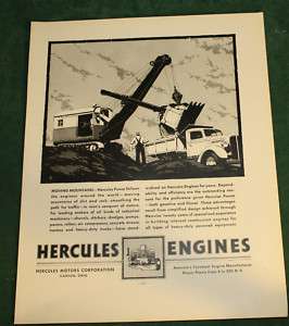1937 Hercules Engines Motors Ad Steam Shovel Fortune  