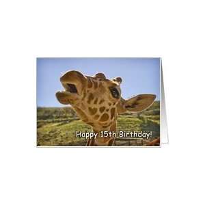  Happy 15th Birthday   talking giraffe Card Toys & Games