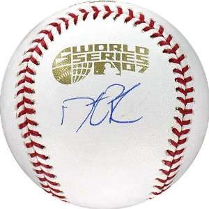  Dustin Pedroia Signed 2007 World Series Baseball Sports 