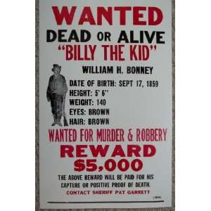  Wanted Dead or AliveBilly The Kid Poster 