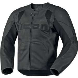 Icon Overlord Leather Jacket, Stealth, Apparel Material Leather, Size 
