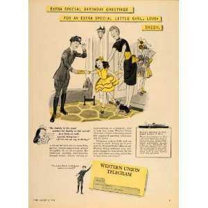  1946 Ad Western Union Telegram Birthday Greeting Girl 