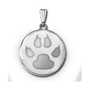  Sterling Silver Cats Paw Print Round Picture Locket 