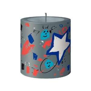  Candle, La Vela, Blue Heart Star, Designer Decorated 