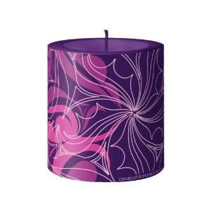  Candle, La Vela, Purple Swirls Designer Decorated Candle w 