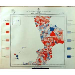    1929 Colour Map Italy Deaths Catanzaro Messina