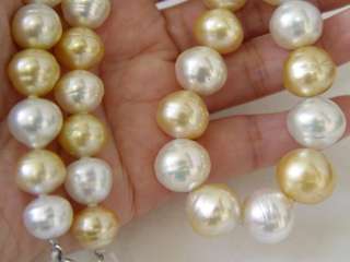 15.5mm Golden & White South Sea Pearl 14K Gold Necklace  
