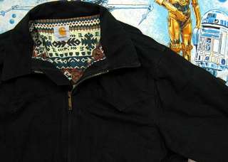 Carhartt BLACK Canvas JACKET Native Lining M MED chore coat  