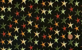 SPOOKTACULAR COLORED STARS ON BLACK HALLOWEEN FABRIC  
