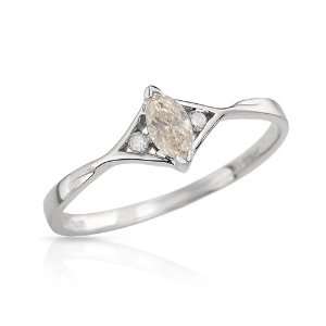  CleverEves 0.28.Ctw Si2 Color K L Diamonds 14K Gold Ring 