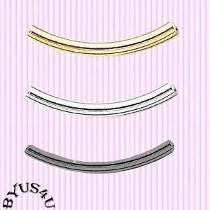 TUBE BEADS 38mm x 2mm SMOOTH CURVE PLATED BRASS 20 LOT  
