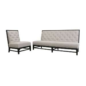  Bristol Tufted Gray Linen Modern Sofa Set