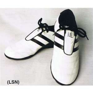   Martial Arts Training Shoe White Leather Black Stipes Sports