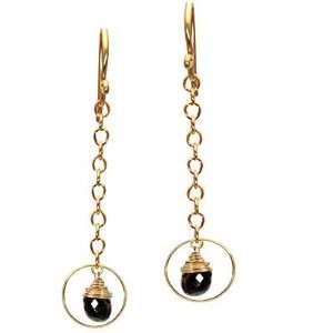  Calico Juno 14k Gold Filled Black Spinel Dangle Earrings Jewelry